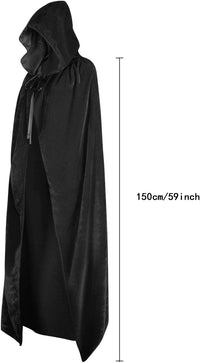 Halloween Hooded Cloak, Halloween Christmas Fancy Cape Vampire Witch Cape Cosplay Costume Black
