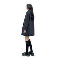 2025 New Women's Gray Double-Faced Cashmere Coat | Loose Mid-Length Woolen Coat for Autumn & Winter