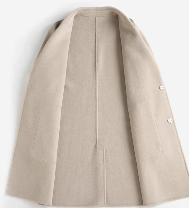 100% Cashmere Coat for Men - Winter Mid-Length, Stylish Double-Faced Woolen Casual Trench Coat (Youth-Focused)