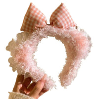 Cute Cartoon Plush Headbands - Cat/KT/Bear Ears & Leopard Print Hair Hoops for Women (Washing/Makeup)