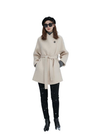 2025 Autumn Winter New! Women's High-End Double-Faced Cashmere Coat - Korean Waist-Cinching Slim Fit for Petite