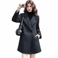Women's Mid-Length Gray Double-Sided Cashmere Coat | New Autumn & Winter Style, High-End Korean Loose Fit, Woolen Outerwear for Petite Figures