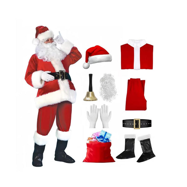 Santa Claus Costume for Men Velvet Santa Costume Professional Santa Suit Adult Men Santa Outfit Christmas Costume