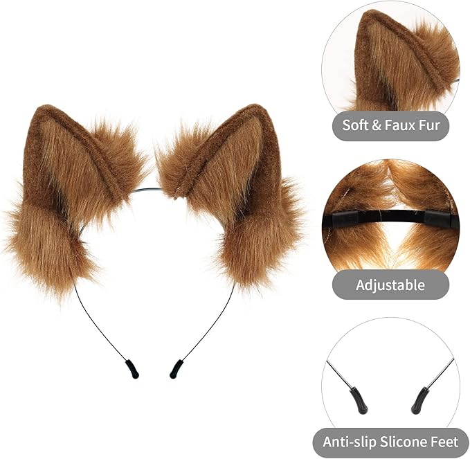 Furry Cat Wolf Fox Ears Headband Halloween Headwear Cosplay Costume Party for Women