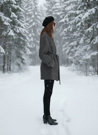 2025 Autumn Winter New! Women's High-End Double-Faced Cashmere Coat - Korean Waist-Cinching Slim Fit for Petite