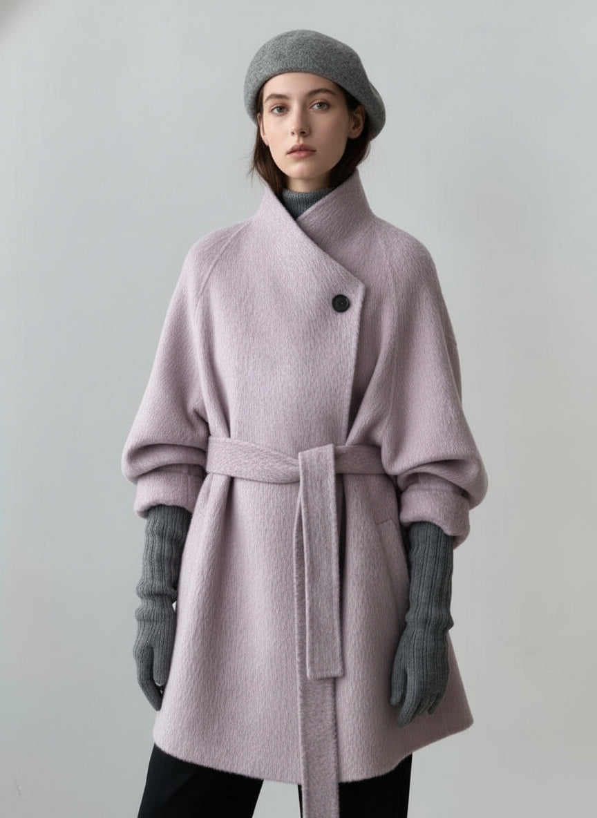 2025 Autumn Winter New! Women's High-End Double-Faced Cashmere Coat - Korean Waist-Cinching Slim Fit for Petite
