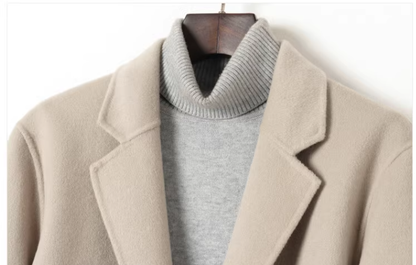 Fineryclothes Men's Classic Long Double-faced Wool Coat