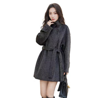 Women's 2025 A/W New High-end Korean Double-sided Cashmere Coat | Loose Stand Collar Stylish Woolen Outerwear