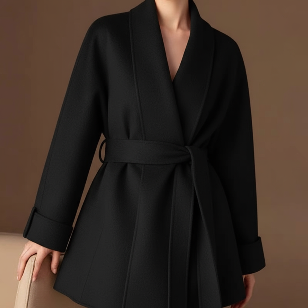 Women's Autumn Winter Petite Short Huarbao-style Collar Robe Coat | Double-sided Cashmere