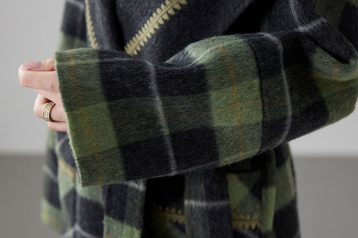 Women's Korean Reversible Double-faced Cashmere Coat | New Retro Plaid, Elegant Loose Slimming Woolen Outerwear