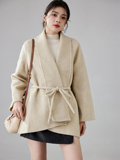 Fineryclothes Double-Faced Wool  Coat, Shawl Collar, Long Sleeves, STYLE NO.006