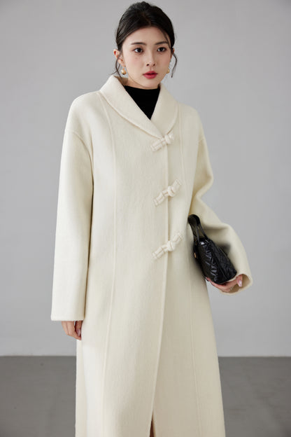 Fineryclothes Double-Faced Wool  Coat, Mid-Calf Length, Shawl Collar, Long Sleeves, STYLE NO.003