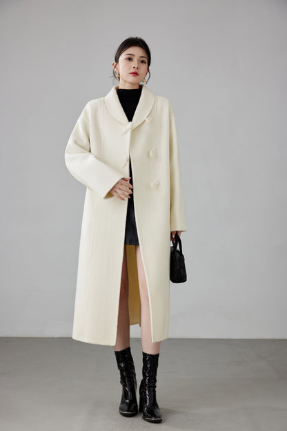 Fineryclothes Double-Faced Wool  Coat, Mid-Calf Length, Shawl Collar, Long Sleeves, STYLE NO.003