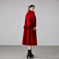 Women's 2025 A/W New Red Double-sided Cashmere Coat | Tie Waist (New Year/Wedding) Wool-blend Outerwear