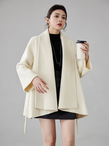 Fineryclothes Double-Faced Wool  Coat, Shawl Collar, Long Sleeves, STYLE NO.006