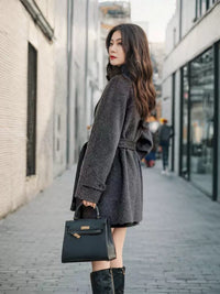 Women's 2025 A/W New High-end Korean Double-sided Cashmere Coat | Loose Stand Collar Stylish Woolen Outerwear