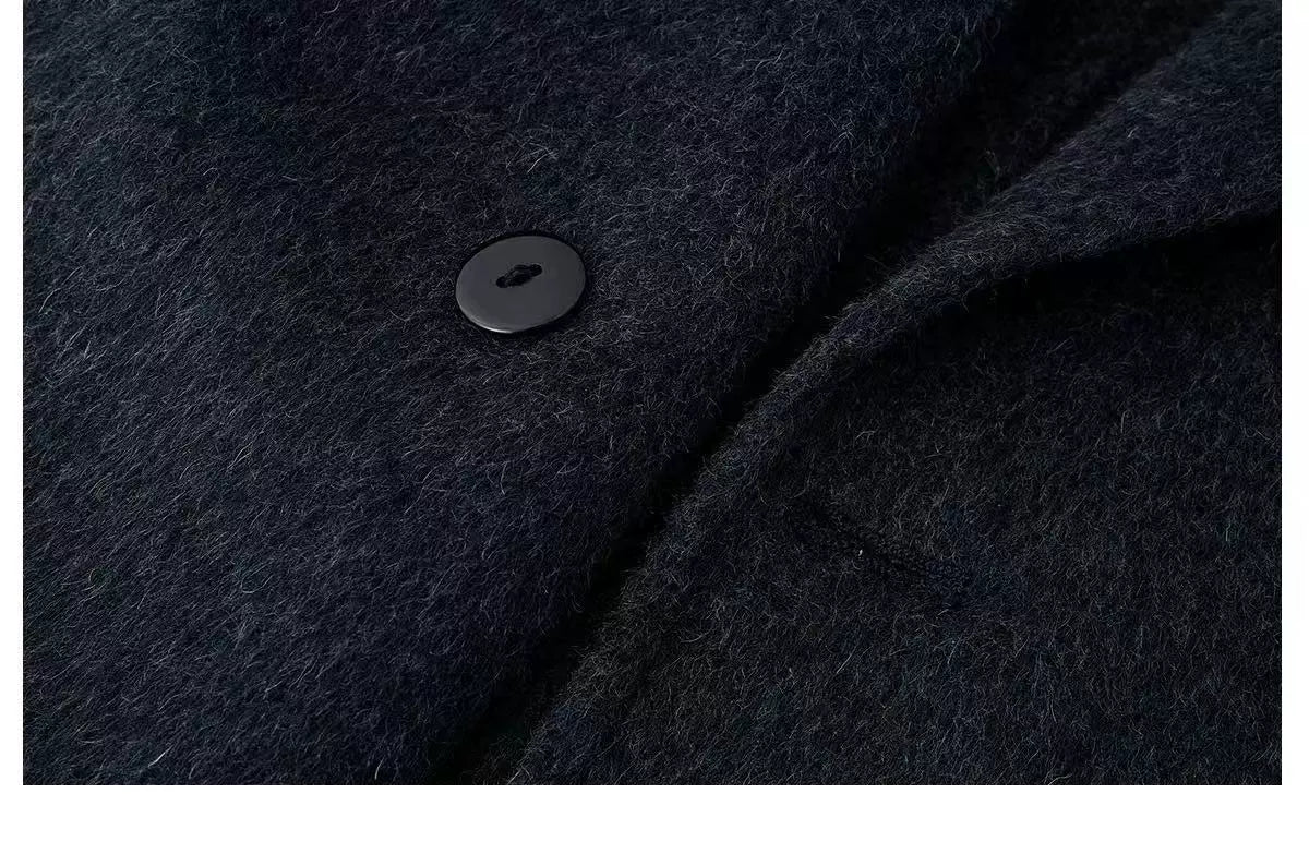 Women's Mid-Length Gray Double-Sided Cashmere Coat | New Autumn & Winter Style, High-End Korean Loose Fit, Woolen Outerwear for Petite Figures