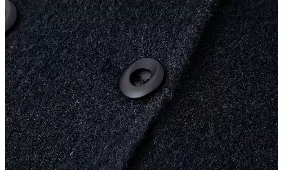 Women's Mid-Length Gray Double-Sided Cashmere Coat | New Autumn & Winter Style, High-End Korean Loose Fit, Woolen Outerwear for Petite Figures