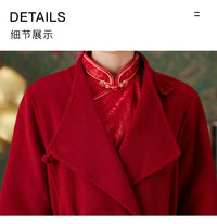 Women's 2025 A/W New Chinese National Wind Black Double-sided Cashmere Coat | Retro Button Mid-length Woolen Outerwear