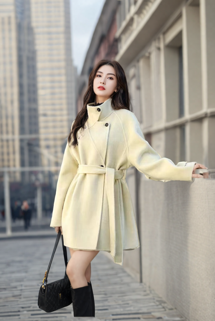 Women's 2025 A/W New High-end Korean Double-sided Cashmere Coat | Loose Stand Collar Stylish Woolen Outerwear