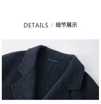 Women's Mid-Length Gray Double-Sided Cashmere Coat | New Autumn & Winter Style, High-End Korean Loose Fit, Woolen Outerwear for Petite Figures
