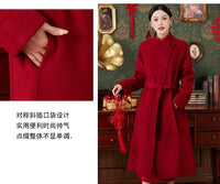 Women's 2025 A/W New Chinese National Wind Black Double-sided Cashmere Coat | Retro Button Mid-length Woolen Outerwear