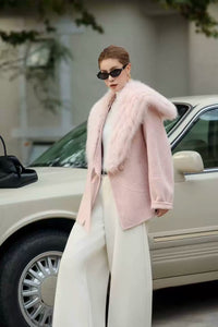 High-End Women's Double-Faced Cashmere Coat | Autumn Winter New Design with Detachable Fox Fur Collar