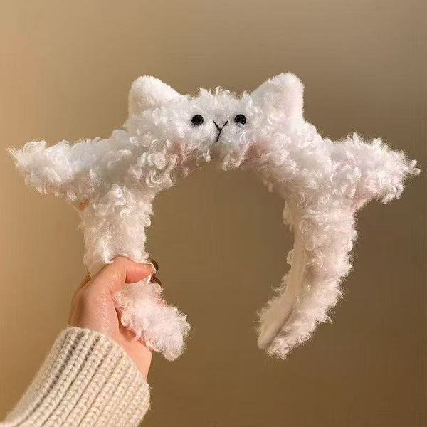 Cute Cartoon Plush Headbands - Cat/KT/Bear Ears & Leopard Print Hair Hoops for Women (Washing/Makeup)