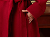 Women's 2025 A/W New Chinese National Wind Black Double-sided Cashmere Coat | Retro Button Mid-length Woolen Outerwear