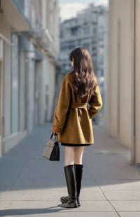 Women's 2025 A/W New High-end Korean Double-sided Cashmere Coat | Loose Stand Collar Stylish Woolen Outerwear