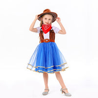 Fineryclothes Cowgirl Costume for Girls Halloween Party Dress Up with Cowboy Hat 3-10Years