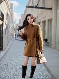 Women's 2025 A/W New High-end Korean Double-sided Cashmere Coat | Loose Stand Collar Stylish Woolen Outerwear