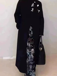 Women's 2025 A/W New Chinese Stand-up Collar Double-faced Cashmere Coat | Embroidered Long Woolen Outerwear