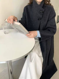 Women's High-End Double-Faced Cashmere Coat | Mid-Length, Stand Collar & Belted | Thickened Wool Blend | 2025 Autumn/Winter New Arrival