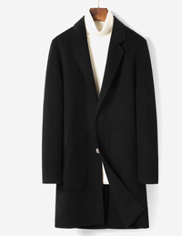 100% Cashmere Coat for Men - Winter Mid-Length, Stylish Double-Faced Woolen Casual Trench Coat (Youth-Focused)