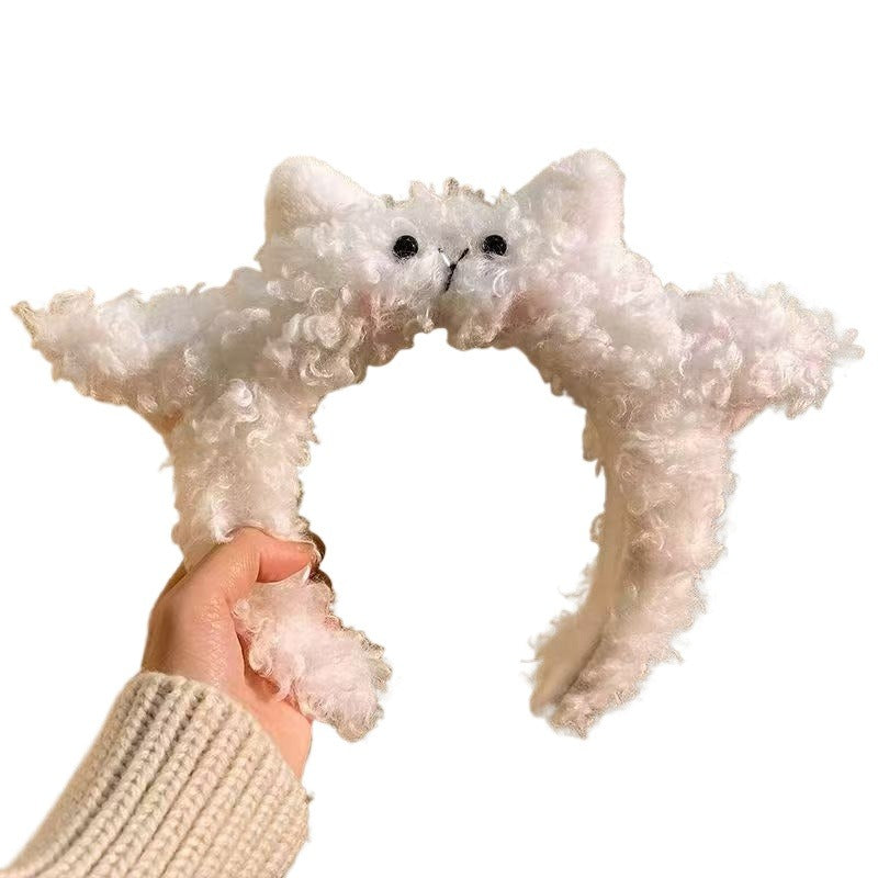 Cute Cartoon Plush Headbands - Cat/KT/Bear Ears & Leopard Print Hair Hoops for Women (Washing/Makeup)