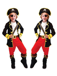 Pirate Costume for Kids Boys Deluxe Pirate Costume Set with Accessories Halloween Cosplay Party Dress Up
