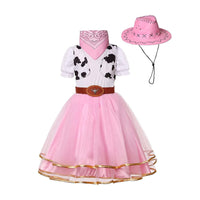 Fineryclothes Cowgirl Costume for Girls Halloween Party Dress Up with Cowboy Hat 3-10Years
