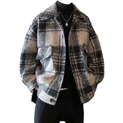 Fineryclothes Men's Plaid Fleece Jacket