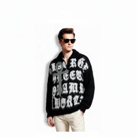 Fineryclothes Fuzzy Text Graphic Sweater, Black and White, Oversized Typography Design