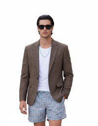 Men's High-End Brown Suit Jacket - Winter Middle-Aged Business Style, High-Grade Casual Woolen Suit