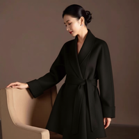 Women's Autumn Winter Petite Short Huarbao-style Collar Robe Coat | Double-sided Cashmere