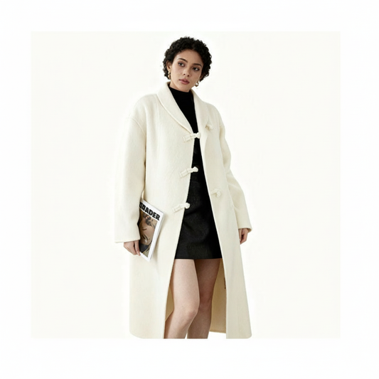 Fineryclothes Double-Faced Wool  Coat, Mid-Calf Length, Shawl Collar, Long Sleeves, STYLE NO.003