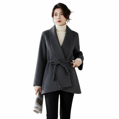 Fineryclothes Double-Faced Wool  Coat, Shawl Collar, Long Sleeves, STYLE NO.006