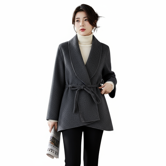 Fineryclothes Double-Faced Wool  Coat, Shawl Collar, Long Sleeves, STYLE NO.006