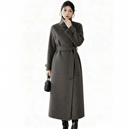 Fineryclothes Double-Faced Wool Wrap Coat, Mid-Calf Length, Shawl Collar, Long Sleeves,STYLE NO.001