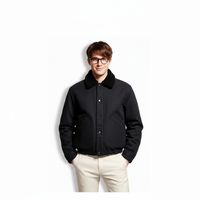 Fineryclothes Sherpa Collar Bomber Jacket, Denim Work Jacket with Fleece Lining, Available in Black, White, Blue