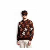 Fineryclothes Star Pattern Knit Sweater, Crew Neck, Long Sleeve, Available in White and Brown