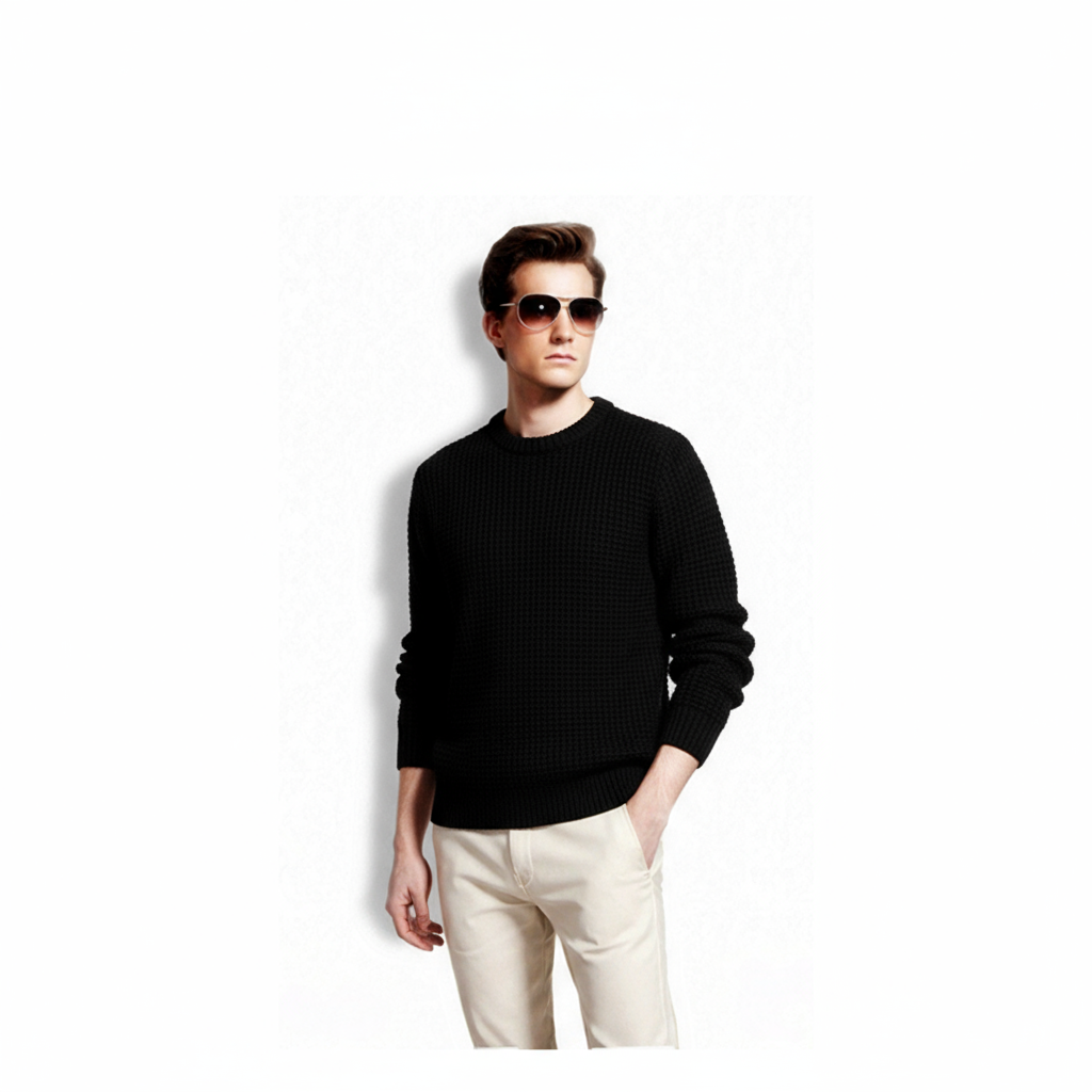 Fineryclothes Chunky Knit Sweater, Crewneck Pullover, Long Sleeve, Available in Black and Cream